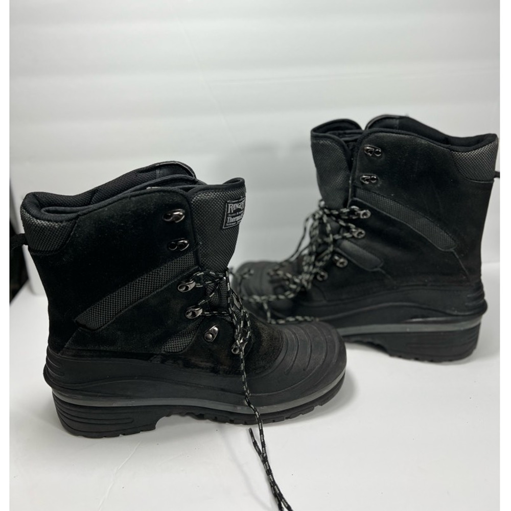 Ranger Mens Duck Boots Black Textile Lace Up Thermolite Insulated Mid-calf 9